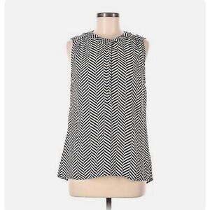 Kenar Black & White Chevron Sleeveless Blouse Size Medium